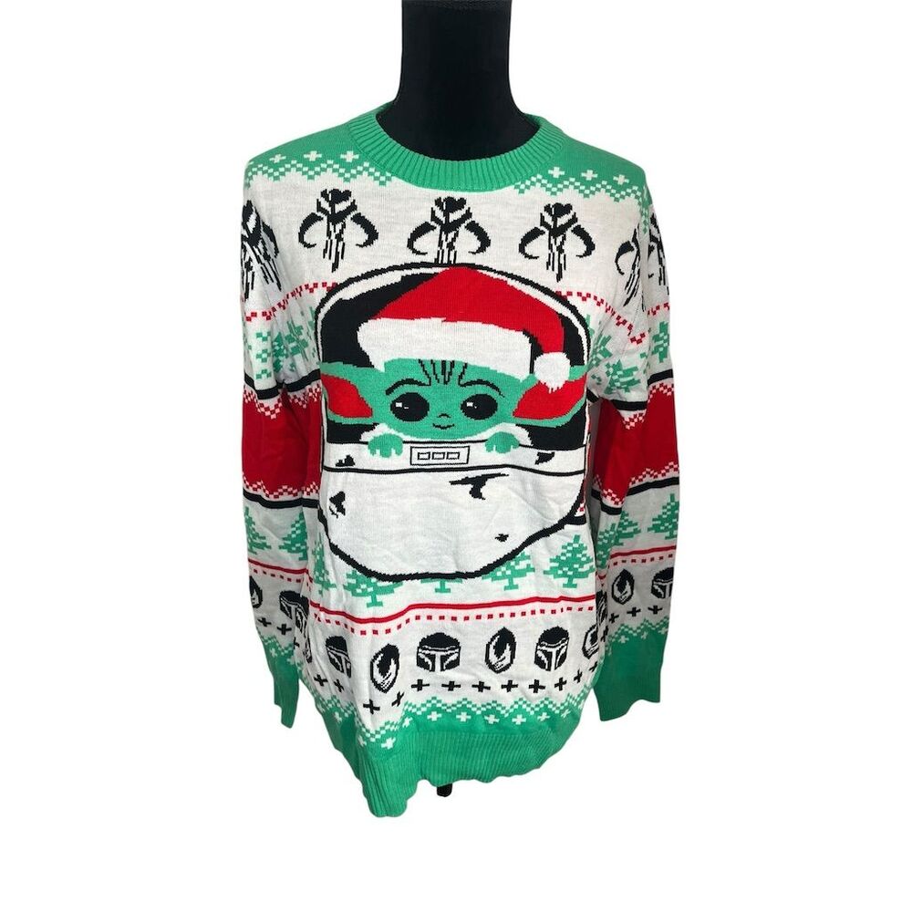 UGLY CHRISTMAS SWEATER STAR-WARS BABY YODA HOLIDAY MENS‎ SIZE MEDIUM